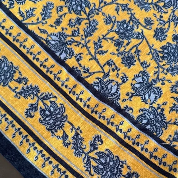 J. Jill Yellow and Blue linen Floral Women's A line dress - Picture 3 of 4